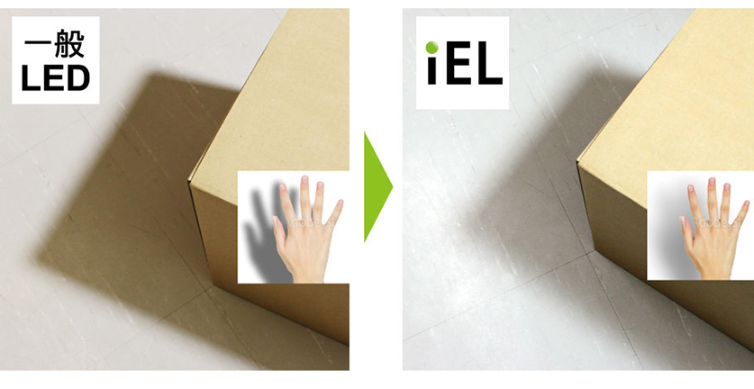 LED�̂܂Ԃ����e�������o���,�C���_�N�V�����G�R���C�g�̖��邢�̂ɂ܂Ԃ����Ȃ��e���o�ɂ�������r�摜